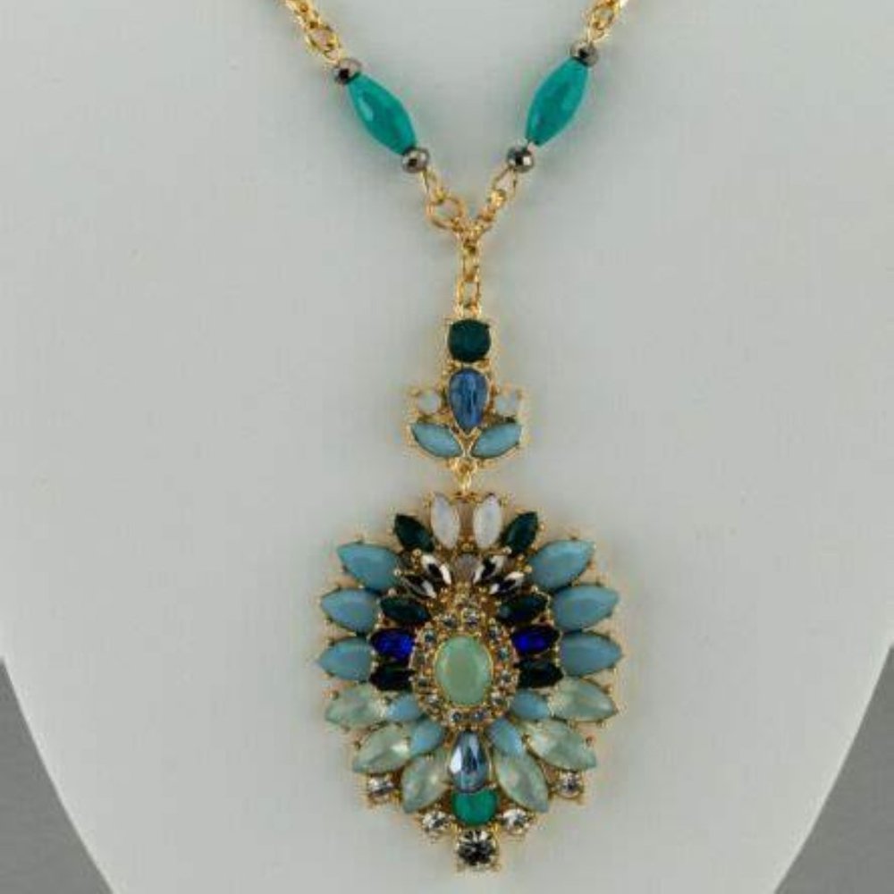 Inc International Concepts Gold tone Multitoned 33 Pend Gold blue